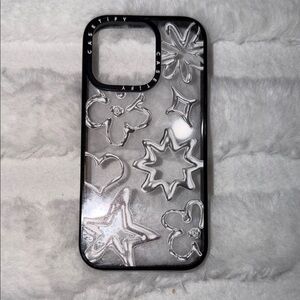 Casetify Black and Silver Star Floral Phone Case 16 pro